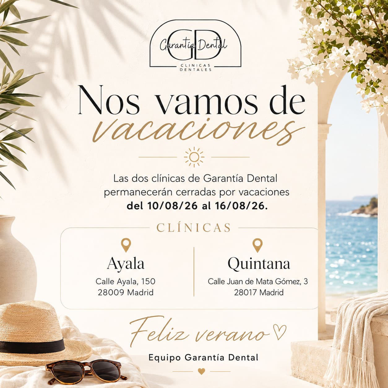 cartel vacaciones garantia dental